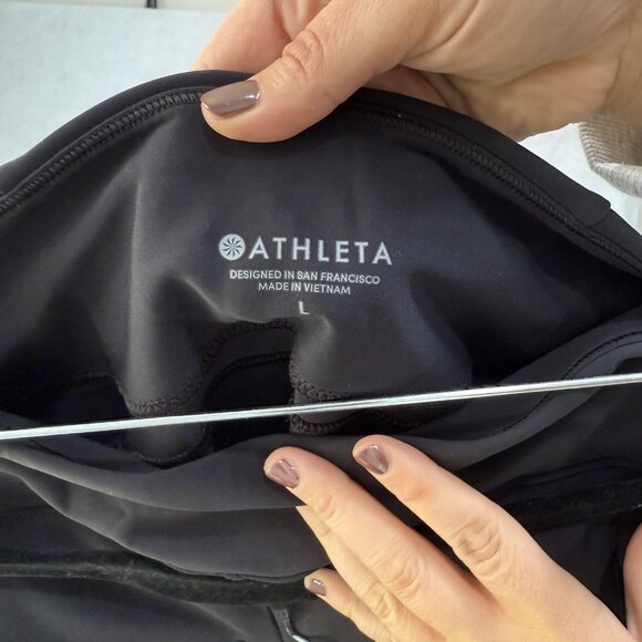 Athleta Leggings Womens Large High Rise Perforated Zipper Pockets S405925-00 - Picture 2 of 11